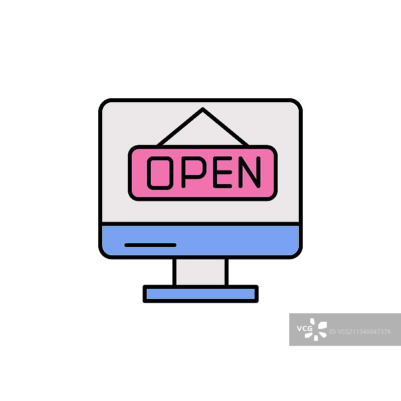 电商显示器开启彩色图标图片素材