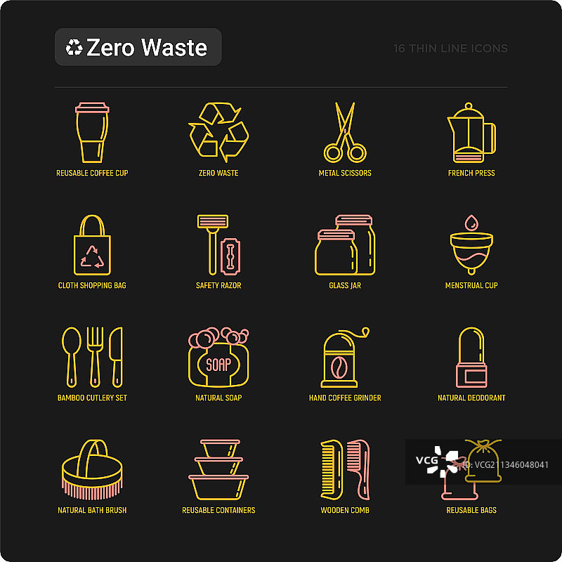 零浪费细线图标，月经杯图片素材