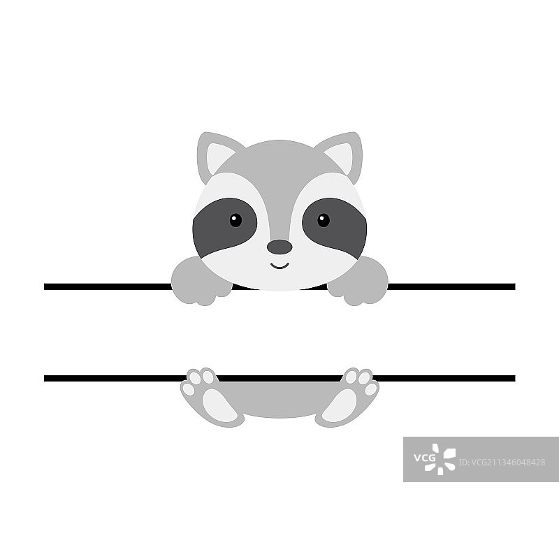 可爱浣熊分割字母组合滑稽卡通图片素材