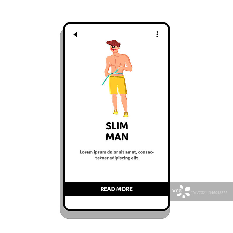 测量腰围的瘦男人图片素材