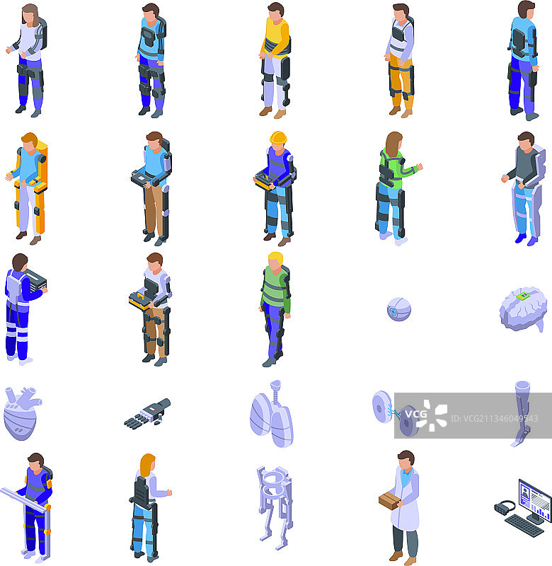 外骨骼图标集等距人工图片素材