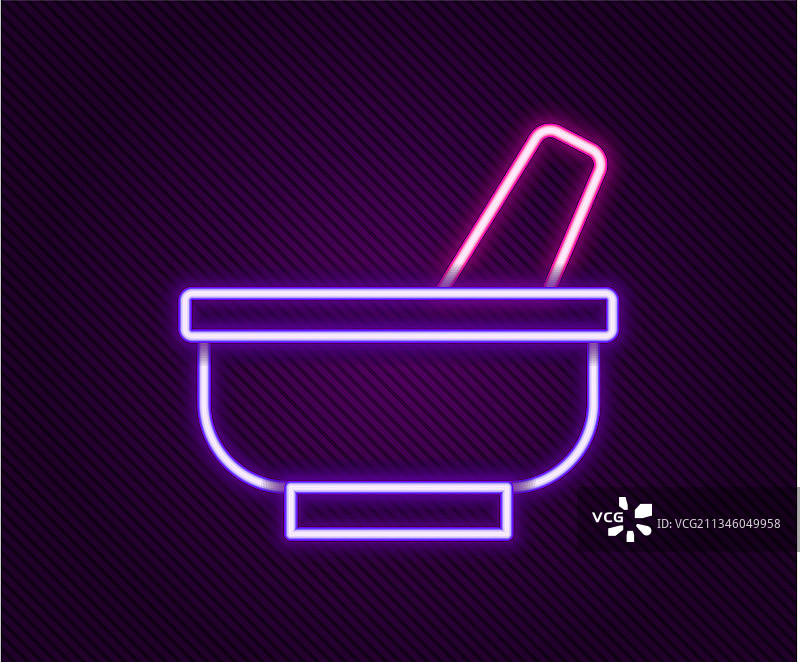 发光的霓虹灯研钵和研杵图标图片素材