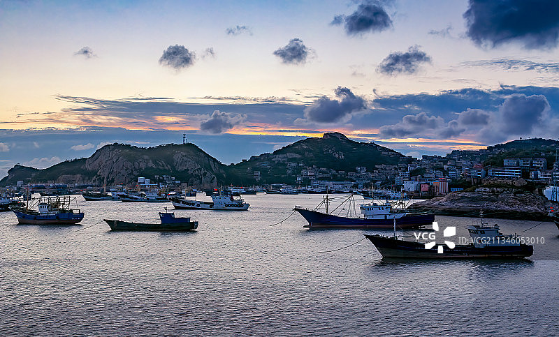 鱼港傍晚图片素材