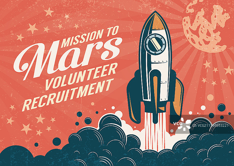 火星任务复古海报图片素材