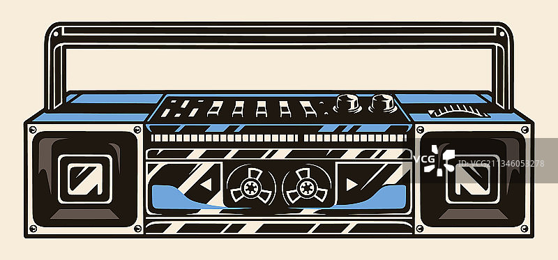 彩色旧卡带立体声录音机概念图片素材