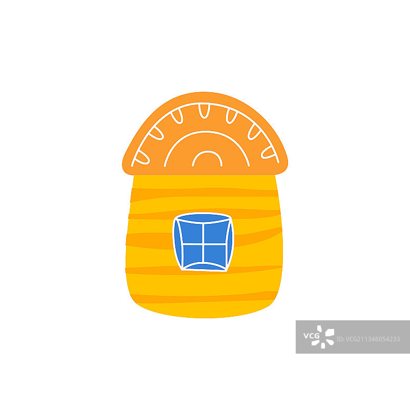 卡通扁平风格可爱小屋图案图片素材