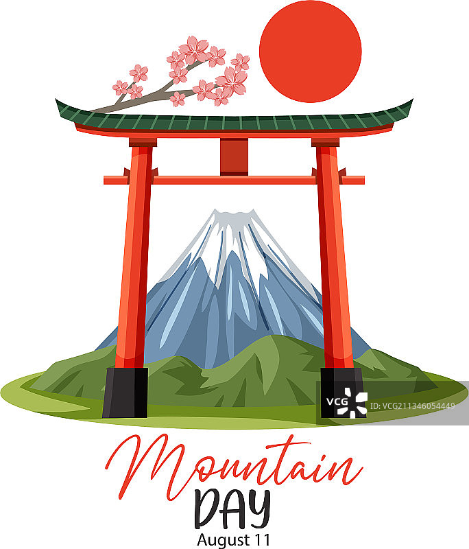 山之日banner，背景富士山和鸟居图片素材