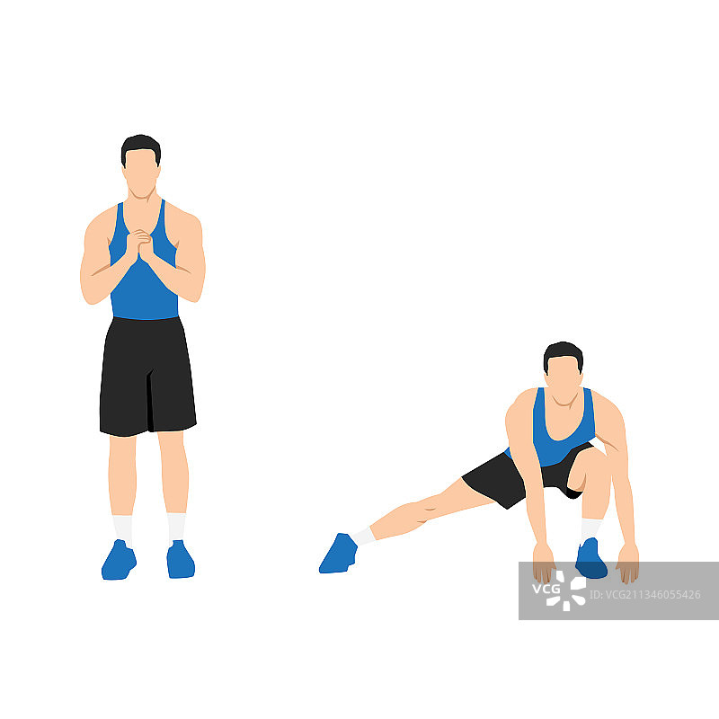 男人做侧弓步触地运动图片素材