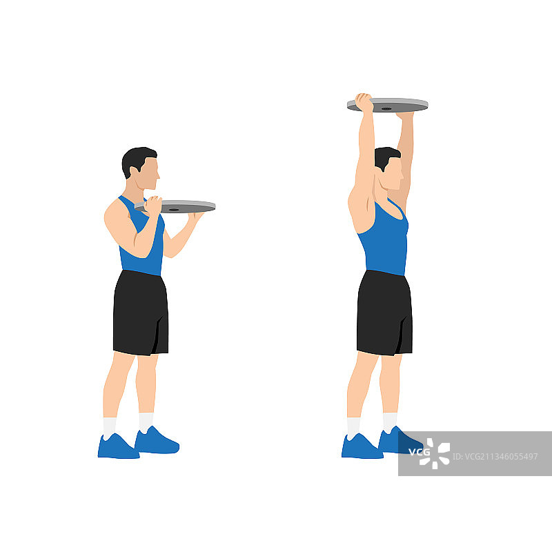 男人做头顶负重片推举运动图片素材
