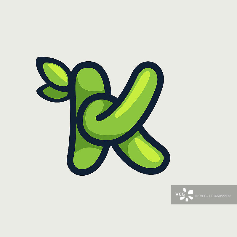 粗体扭曲的环保字母K标志图片素材