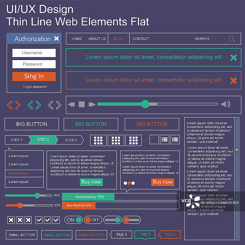 移动应用和网页的UI UX工具包图片素材