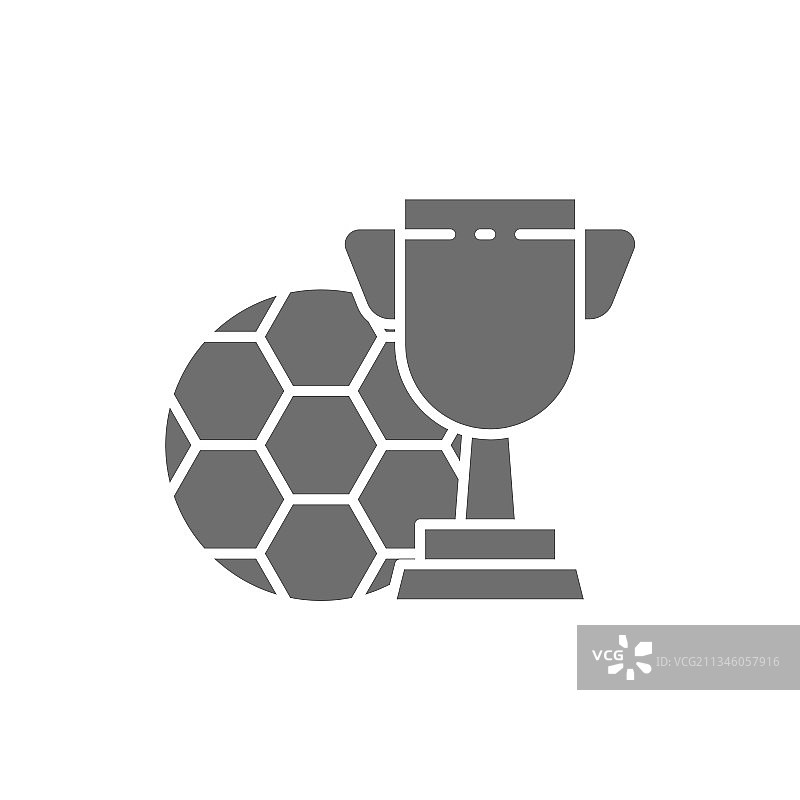 带奖杯灰色图标的足球图片素材