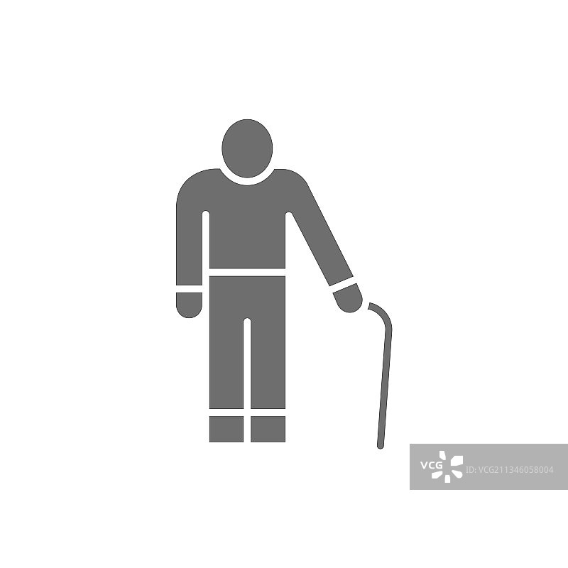 拄着拐杖的退休老年男人图片素材