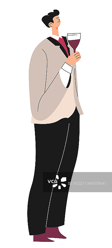 穿着正装手持酒杯的男人图片素材