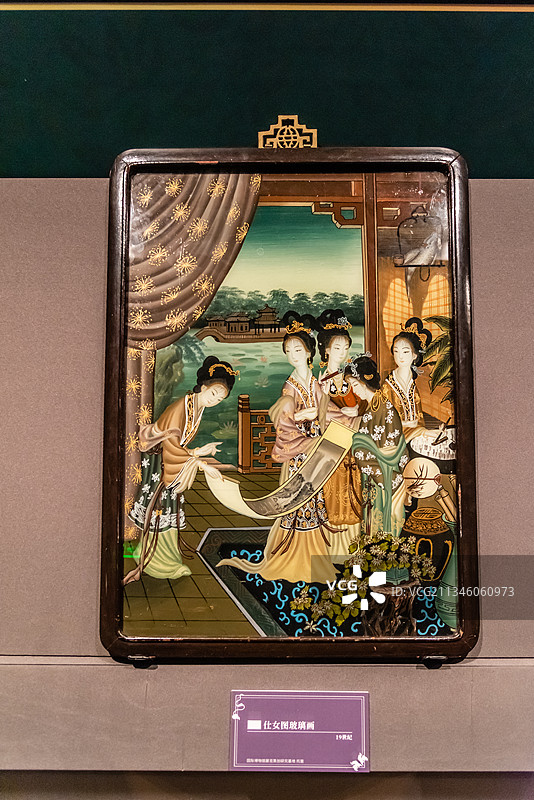 19世纪仕女图玻璃画图片素材