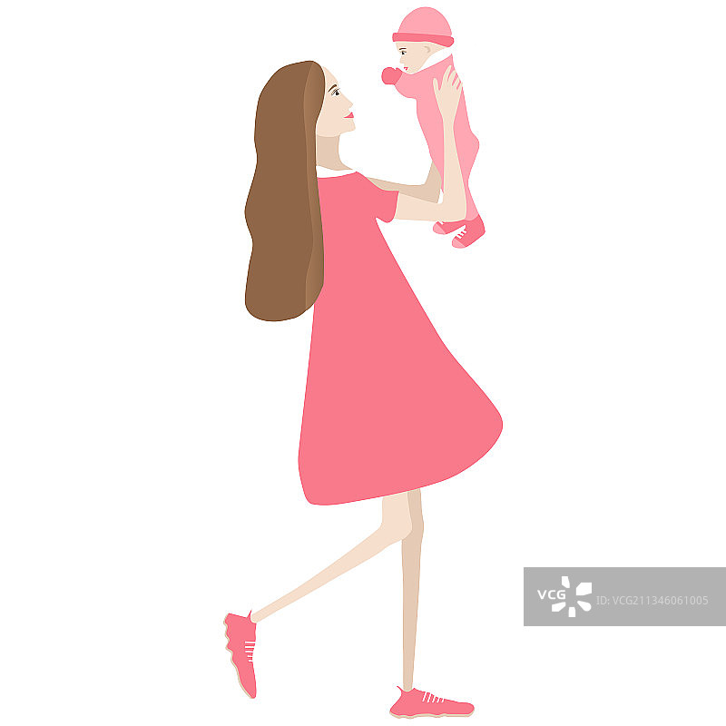 伸出手臂的母亲和婴儿图片素材