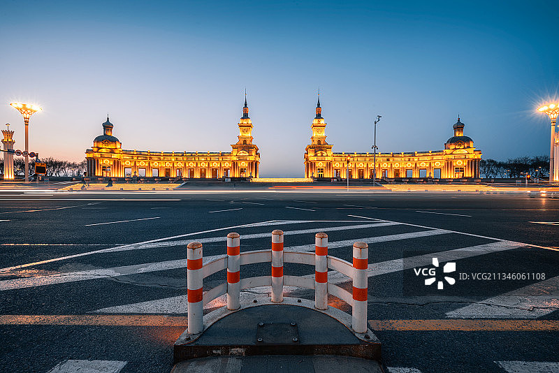 哈尔滨音乐公园夜景风光图片素材