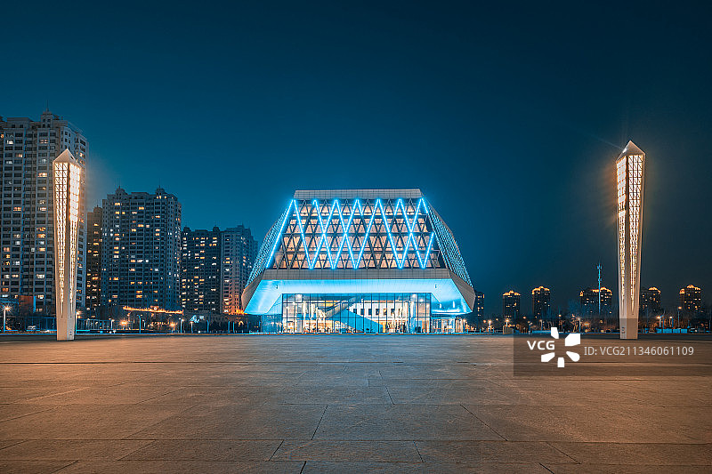 哈尔滨音乐厅夜景图片素材