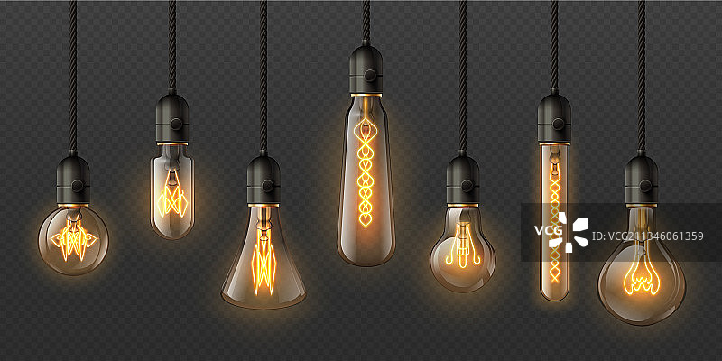 逼真的爱迪生复古灯泡3D模型图片素材