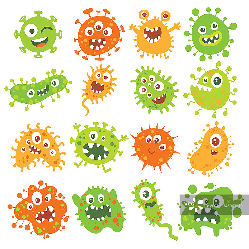 有趣的病毒或细菌角色合集图片素材