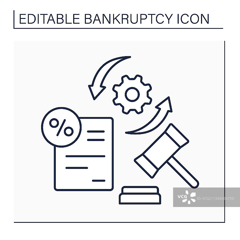 破产程序线性图标图片素材