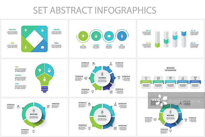 含6 5 4 3个元素的时间线信息图图片素材