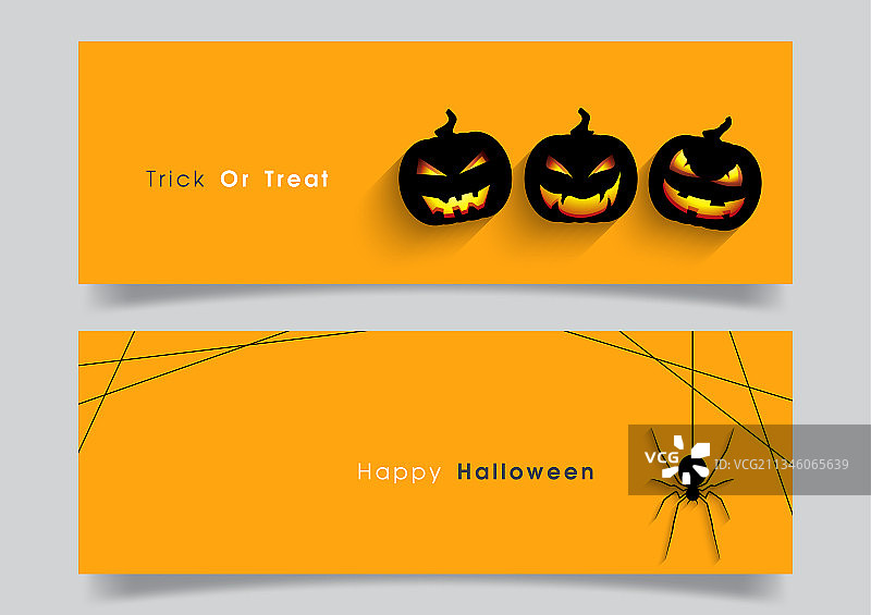 万圣节南瓜和蜘蛛banner图片素材