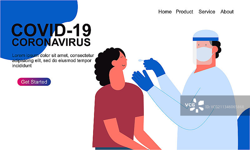 戴口罩的医生进行冠状病毒拭子检测图片素材