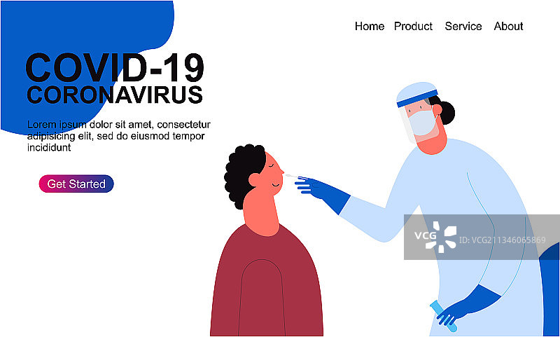 戴口罩的医生进行冠状病毒拭子检测图片素材