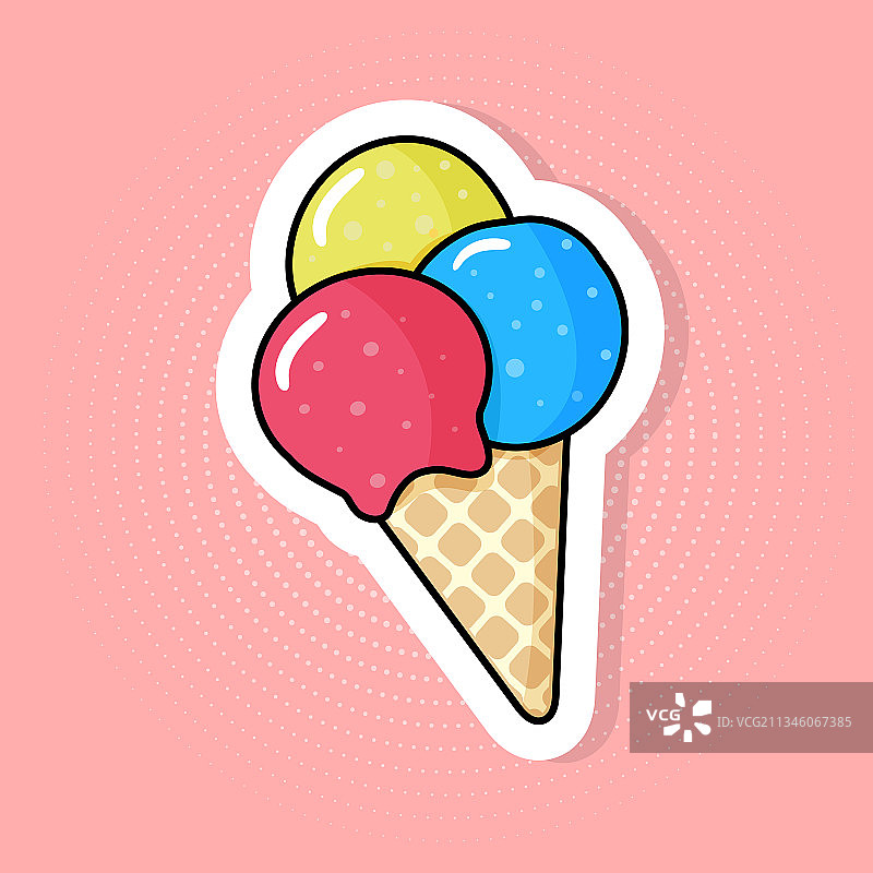 波普艺术风格冰淇淋贴纸图片素材