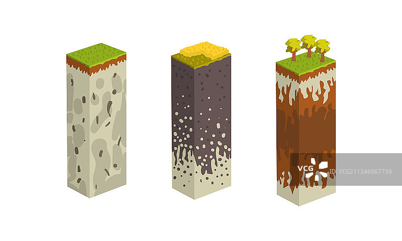 具有切割土壤的地层柱状图图片素材