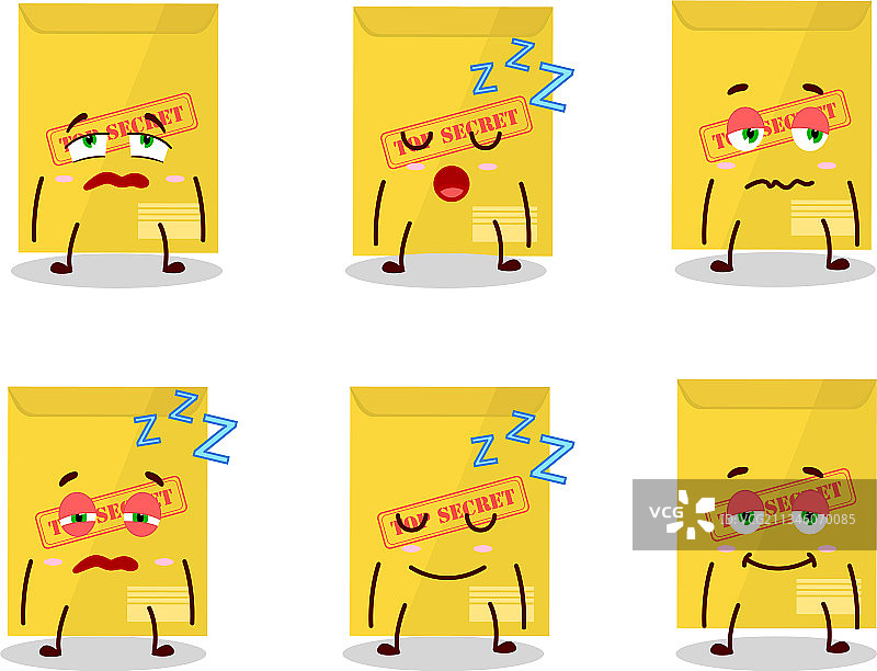 卡通人物拿着秘密文件，昏昏欲睡图片素材