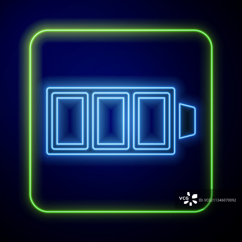 发光的霓虹灯电池电量指示器图标图片素材