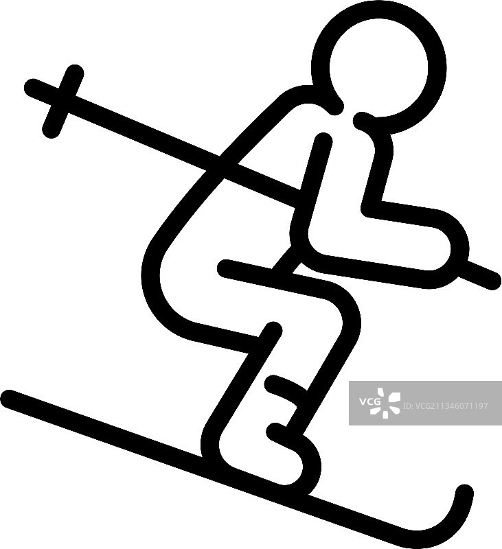 滑雪者图标轮廓样式图片素材
