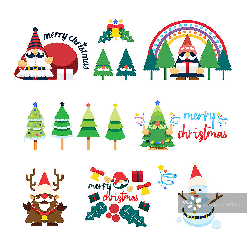 圣诞老人和侏儒的圣诞节设计概念图片素材