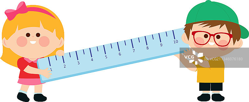 孩子们拿着一把尺子图片素材