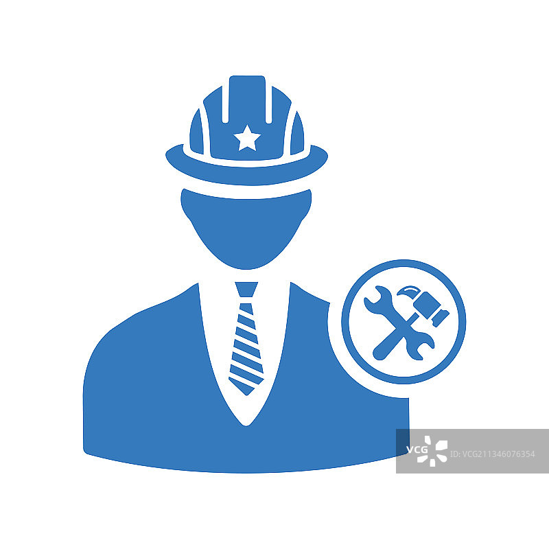 蓝色维修工人图标设计图片素材