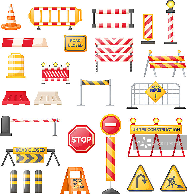 道路维修路障安全设施图片素材