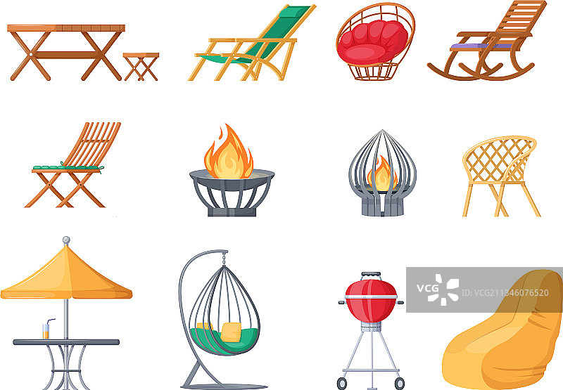 花园户外家具秋千长椅套装图片素材