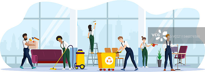 现代清洁服务团队图片素材