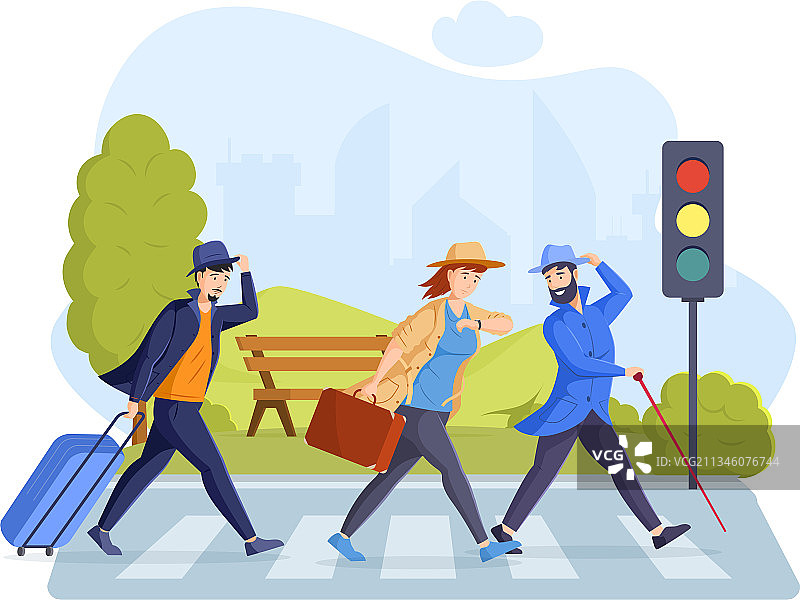 现代旅行人物行李箱图片素材