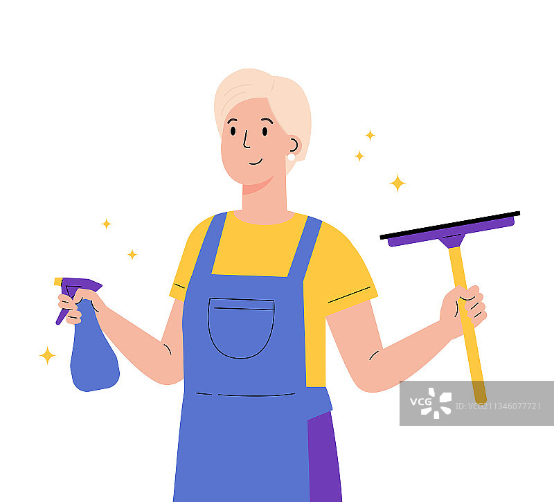 一位穿着带雨刷制服的女人图片素材