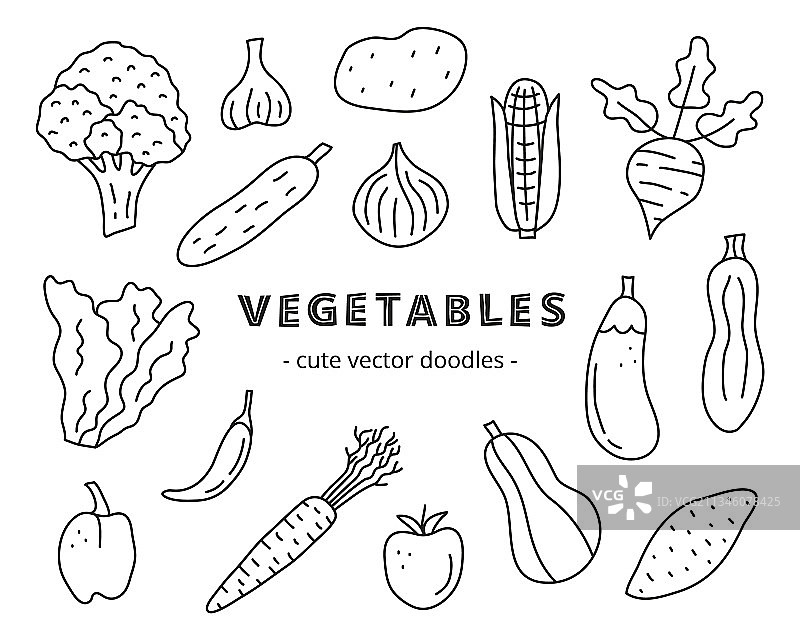涂鸦蔬菜图标合集图片素材