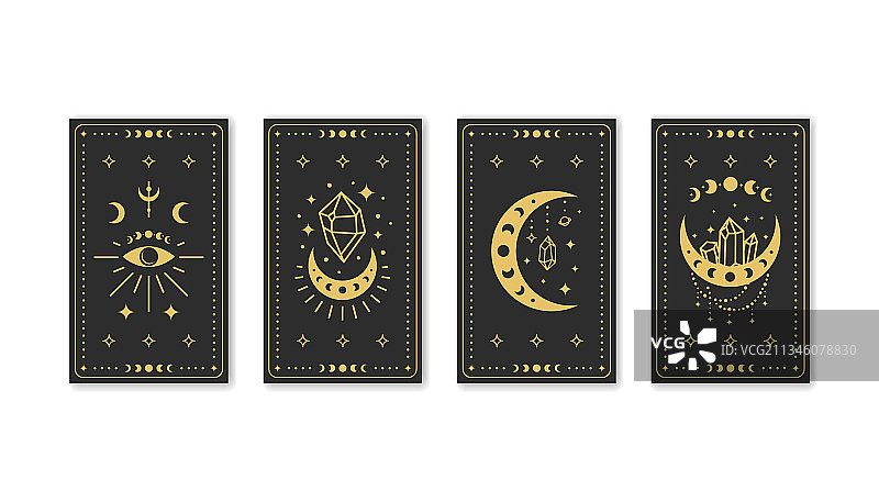 带有波西米亚符号的黑色魔法神秘塔罗牌图片素材