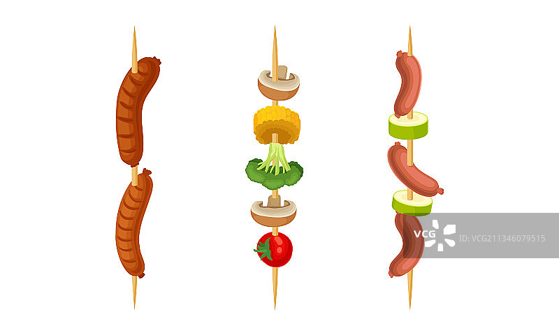 烤香肠蔬菜串图片素材