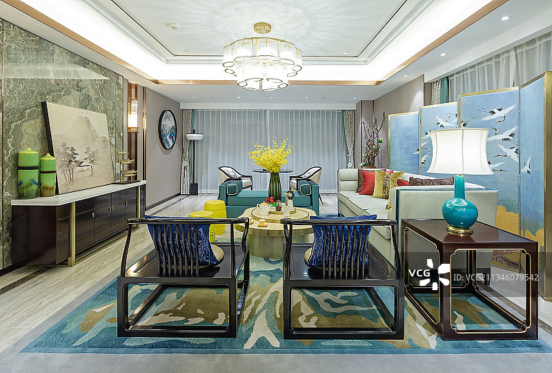 样板房-新中式客厅图片素材