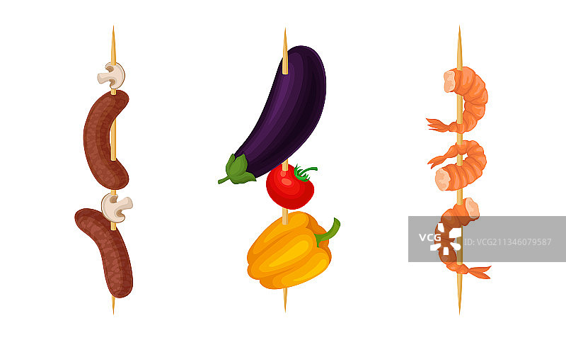 烤香肠蔬菜串图片素材