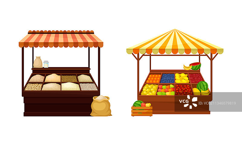 带遮阳篷的街道市场摊位图片素材