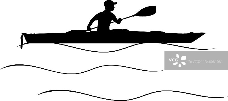 学习划皮划艇的男孩剪影图片素材