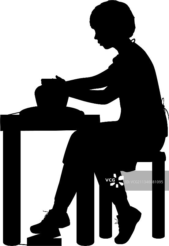 男孩陶轮工作轮廓图片素材